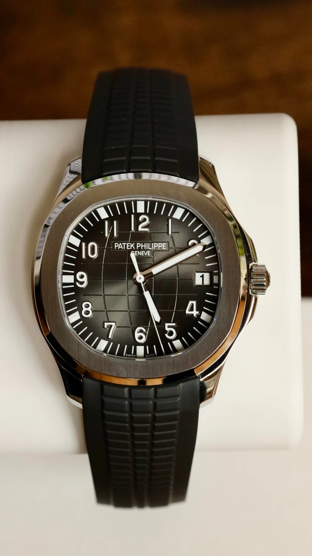 Dark textured-dial sports watch — full watch view