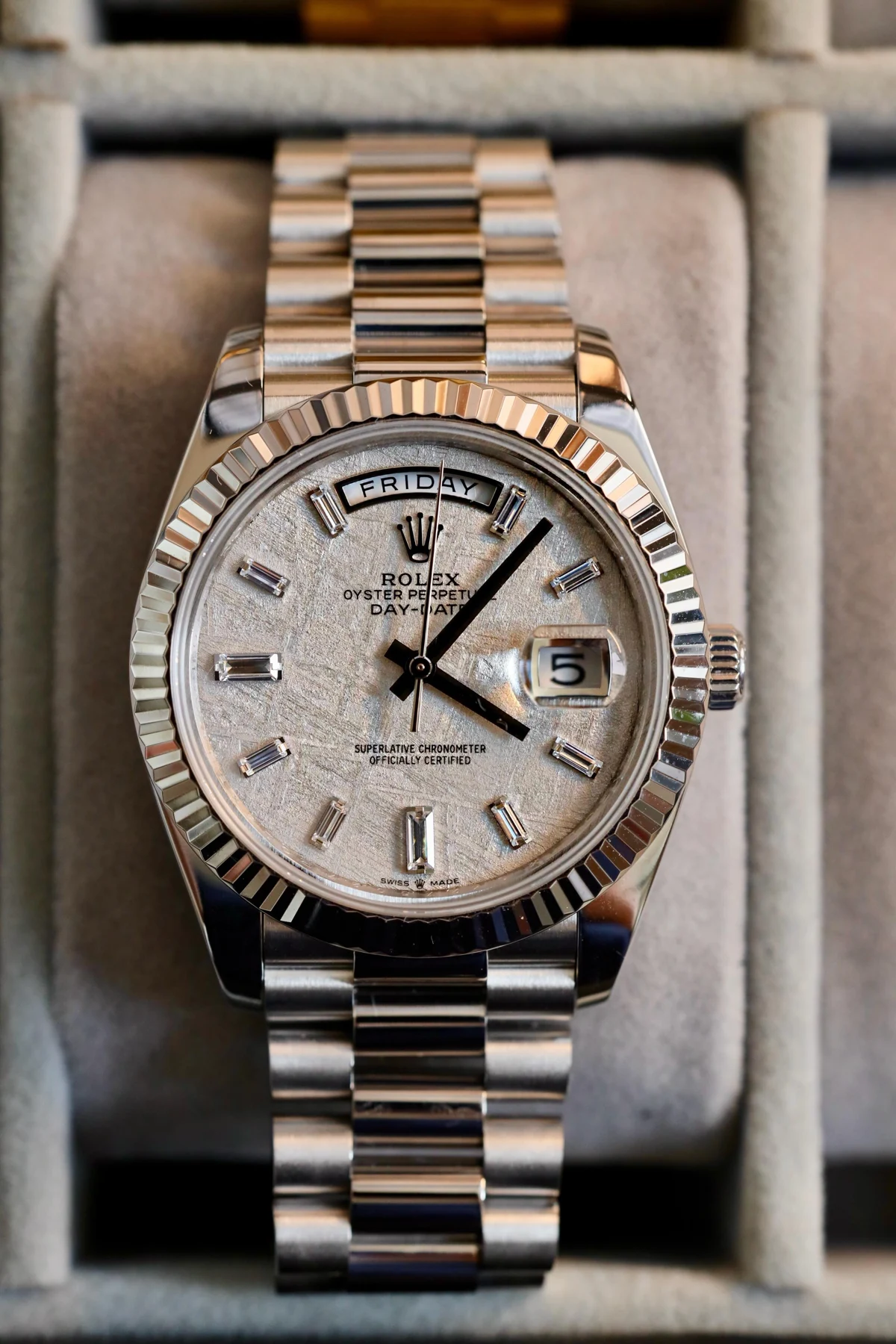 Light dial day-date — full watch view